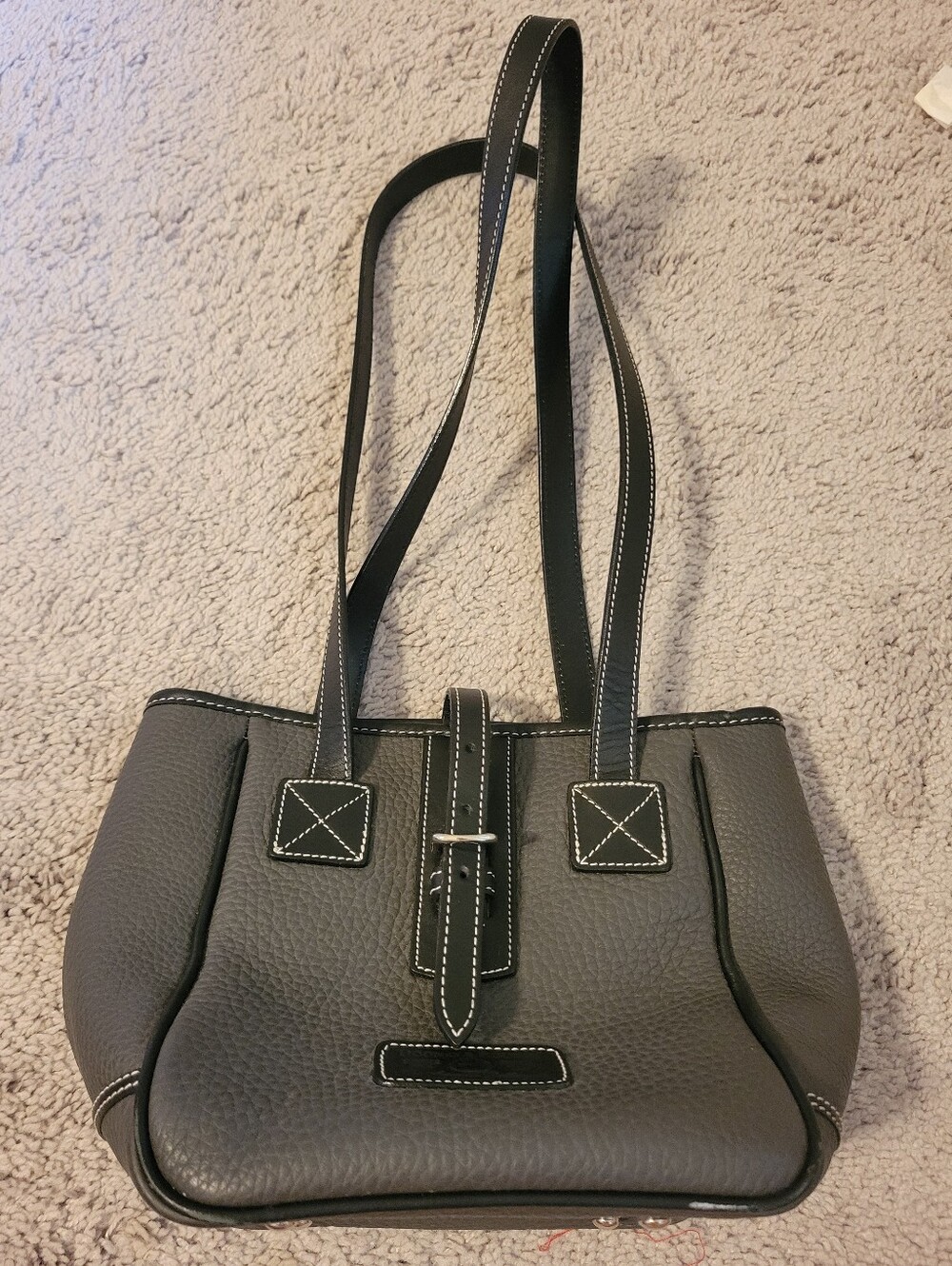 Dooney And Burke Vintage Pebbled Leather Buckle Tote